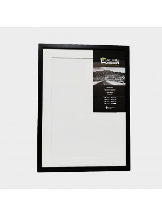 Cornice per foto in legno con tappetino bianco - Nero opaco - 12x18