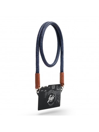 Cinturino Fab' F8 - Corda blu, pelle marrone - Misura XL (55")