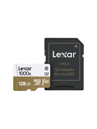 Scheda di memoria Lexar 128 GB Professional 1000x UHS-II microSDXC con adattatore SD