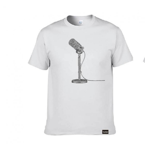 T-shirt EP in cotone a maniche corte con microfono Podcast - Bianco - Taglia L