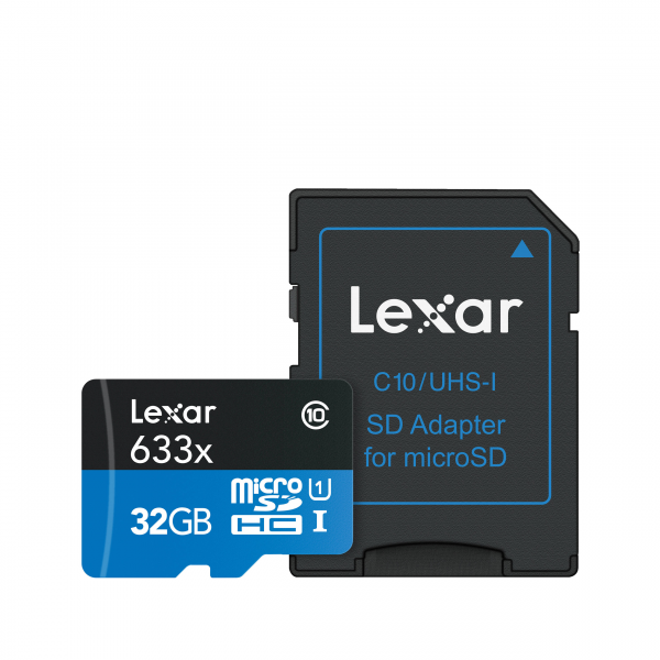 Scheda di memoria microSDHC Lexar 633x UHS-I ad alte prestazioni da 32 GB con adattatore SD