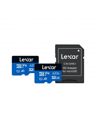 Scheda di memoria microSDHC ad alte prestazioni 633x UHS-I di Lexar da 32 GB con adattatore SD (confezione da 2)
