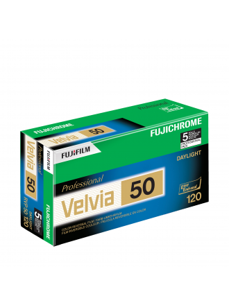 FUJIFILM Fujichrome Velvia 50 Pellicola professionale per trasparenze a colori RVP 50 (Pellicola in rotolo da 120, confezione da 5)