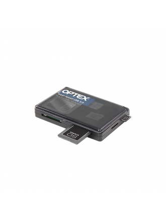 Lettore di schede multiple compatto SuperSpeed USB 3.0 di Optex con cavo USB pieghevole e custodia protettiva (OR900)