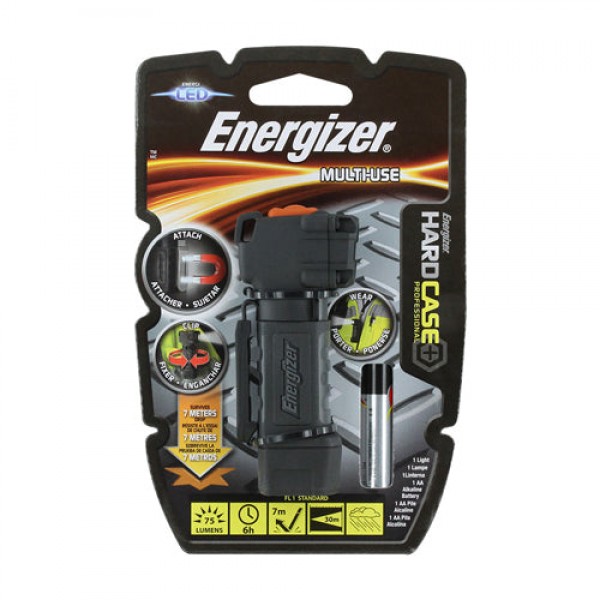 Energizer HCMU11E - Torcia professionale multiuso con custodia rigida e clip magnetica - 75 lumen
