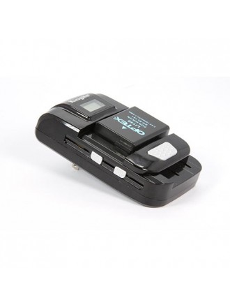 Optex LI7000 Caricabatterie universale per fotocamere con spina a ribalta e display Lcd
