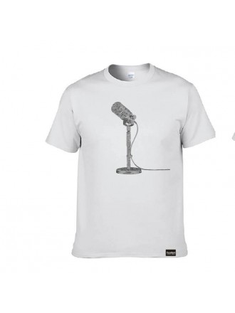 T-shirt EP a maniche corte in cotone con microfono Podcast - Bianco - Taglia M