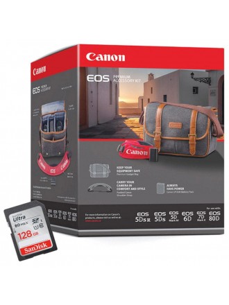 Kit di accessori Canon EOS Premium - Include borsa, LP-E6N, tracolla per reflex, scheda da 128 GB