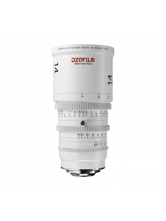 Obiettivo zoom parafocale DZOFilm Pictor 14-30 mm T2.8 Super35 (innesti PL ed EF, bianco)