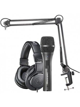 Audio-Technica AT2005USB Pacchetto microfono con ATH-M20x, braccio e cavo mini-USB