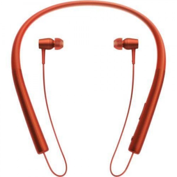 Sony MDR-EX750BT - Auricolari con microfono - in-ear - supporto dietro il collo - wireless - Bluetooth - NFC - rosso cinabro